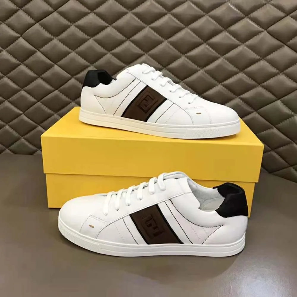 Fendi Zapatillas Bajas De Cuero Blanco Para Hombre Suela De Goma