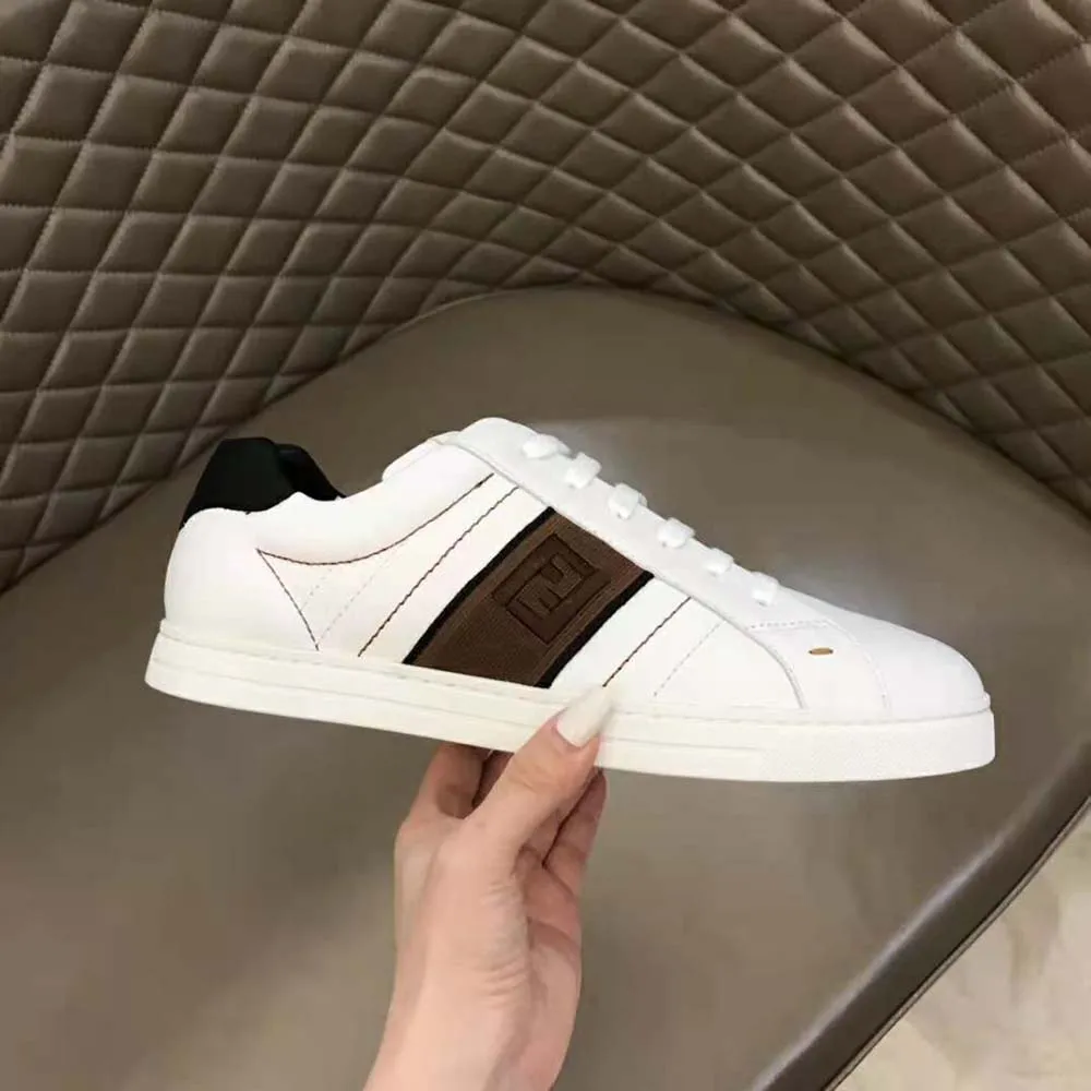 Fendi Zapatillas Bajas De Cuero Blanco Para Hombre Suela De Goma