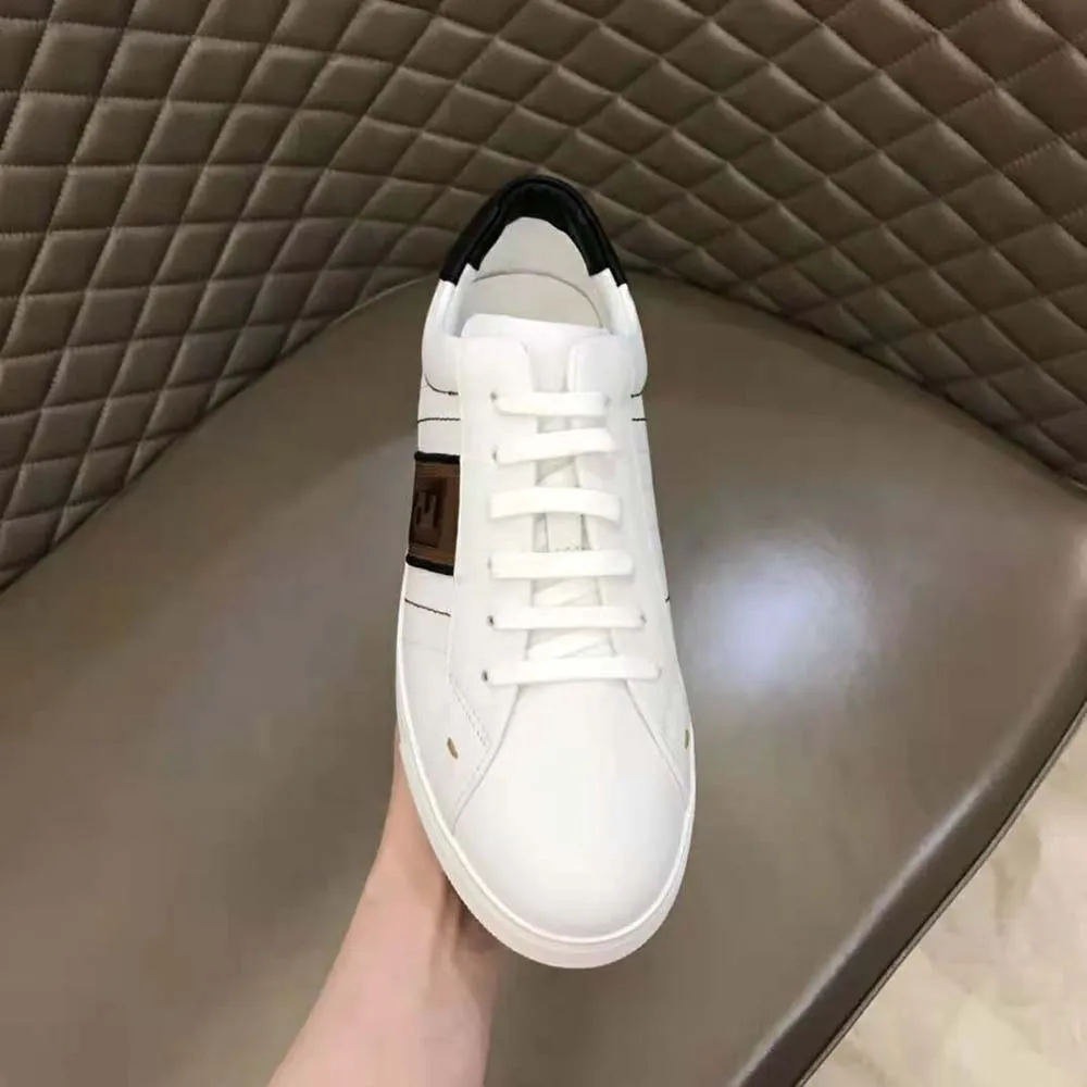 Fendi Zapatillas Bajas De Cuero Blanco Para Hombre Suela De Goma