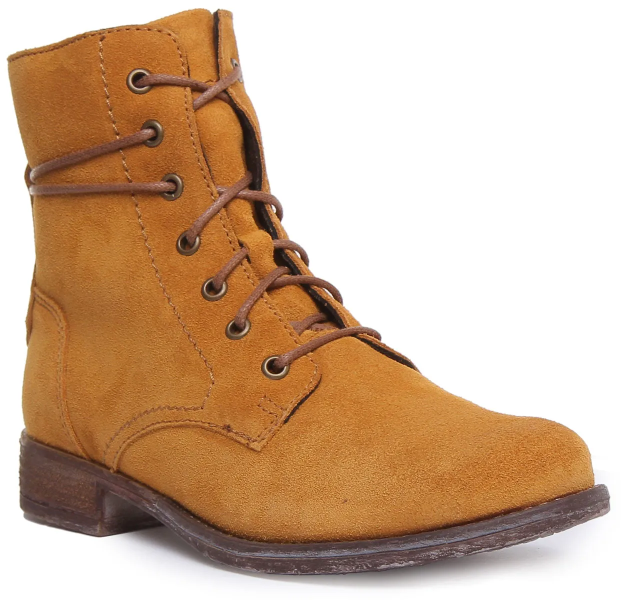 Josef Seibel Sienna 70 Botín de piel con cordones y cremallera lateral para mujer en mostaza