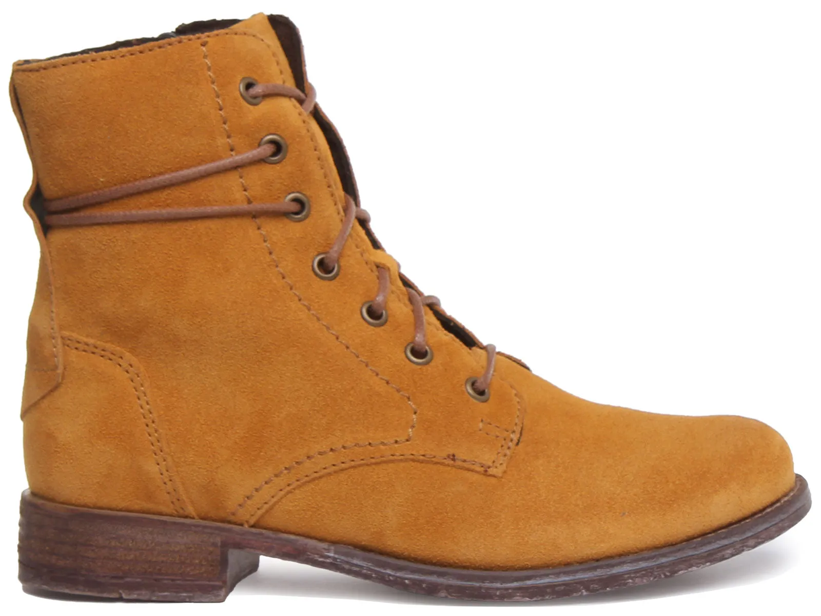 Josef Seibel Sienna 70 Botín de piel con cordones y cremallera lateral para mujer en mostaza