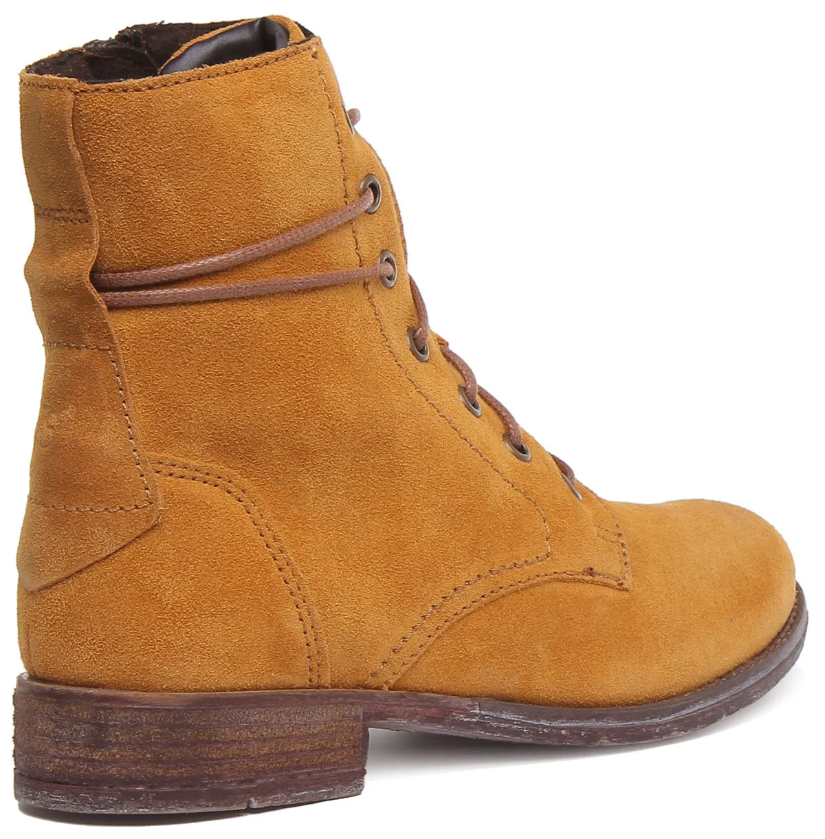 Josef Seibel Sienna 70 Botín de piel con cordones y cremallera lateral para mujer en mostaza