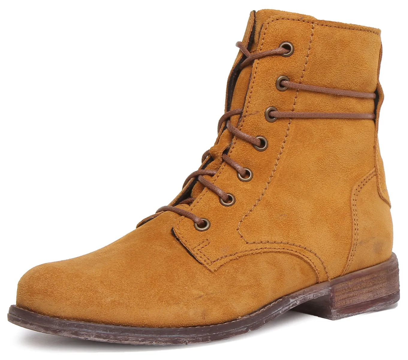 Josef Seibel Sienna 70 Botín de piel con cordones y cremallera lateral para mujer en mostaza