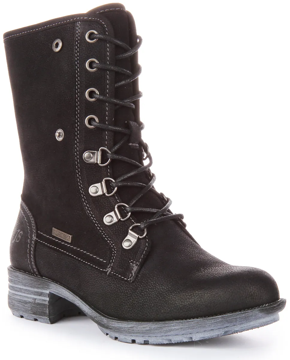 Josef Seibel Susie 04 Bota de piel con cordones para mujer en negro