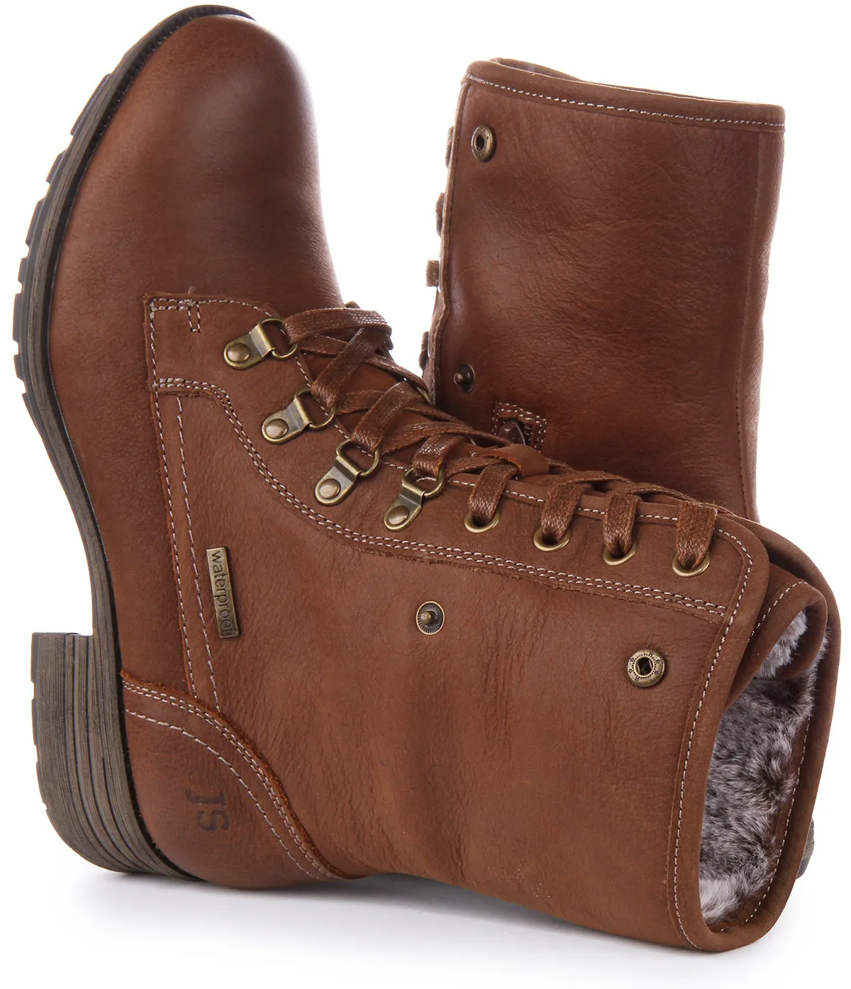 Josef Seibel Susie 04 Bota de piel con cordones para mujer en negro