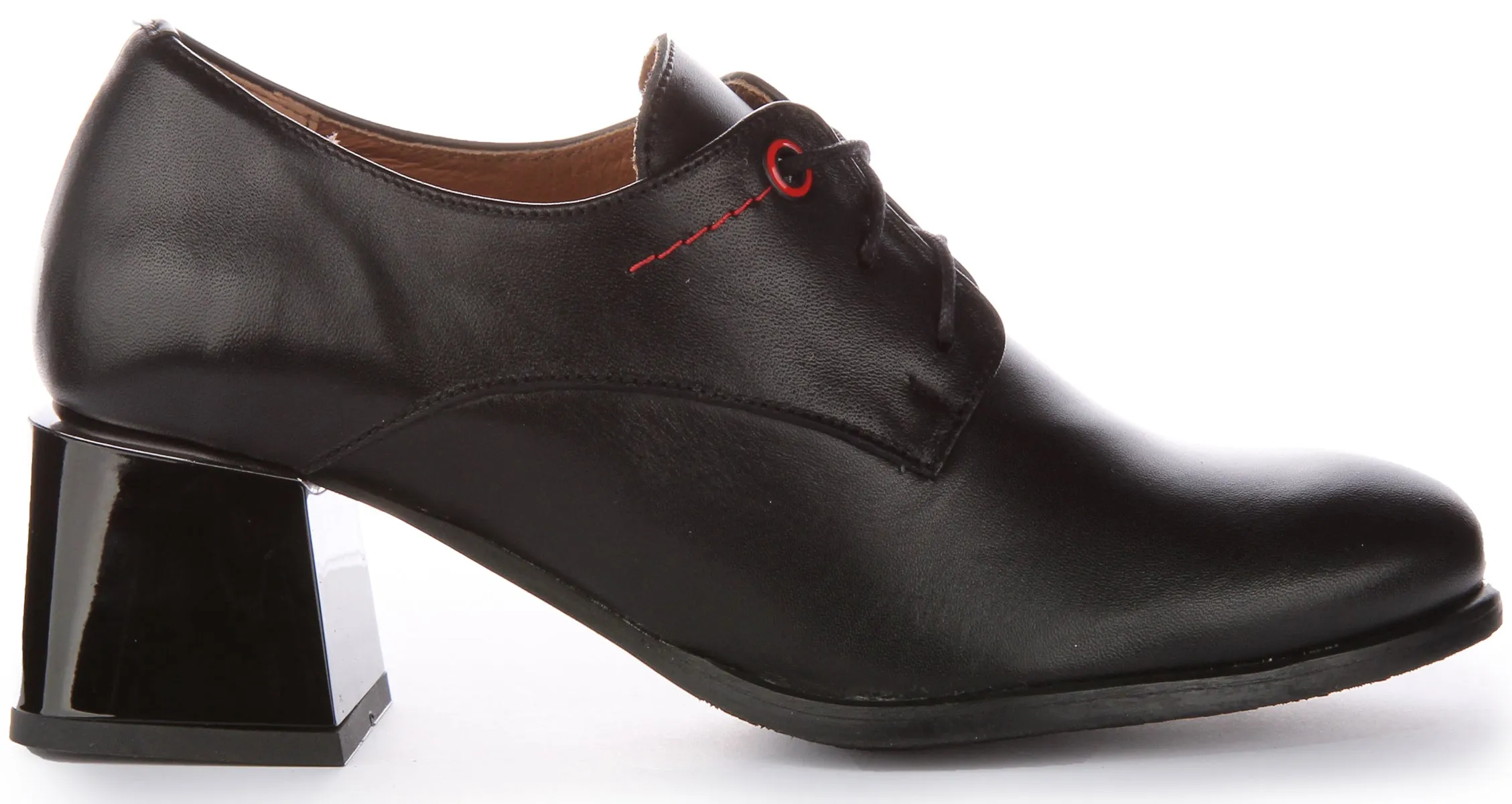 JUSTINREESS Iris Zapatos Oxford con cordones de cuero de 2 pulgadas de tacón para mujer en marrón tostado