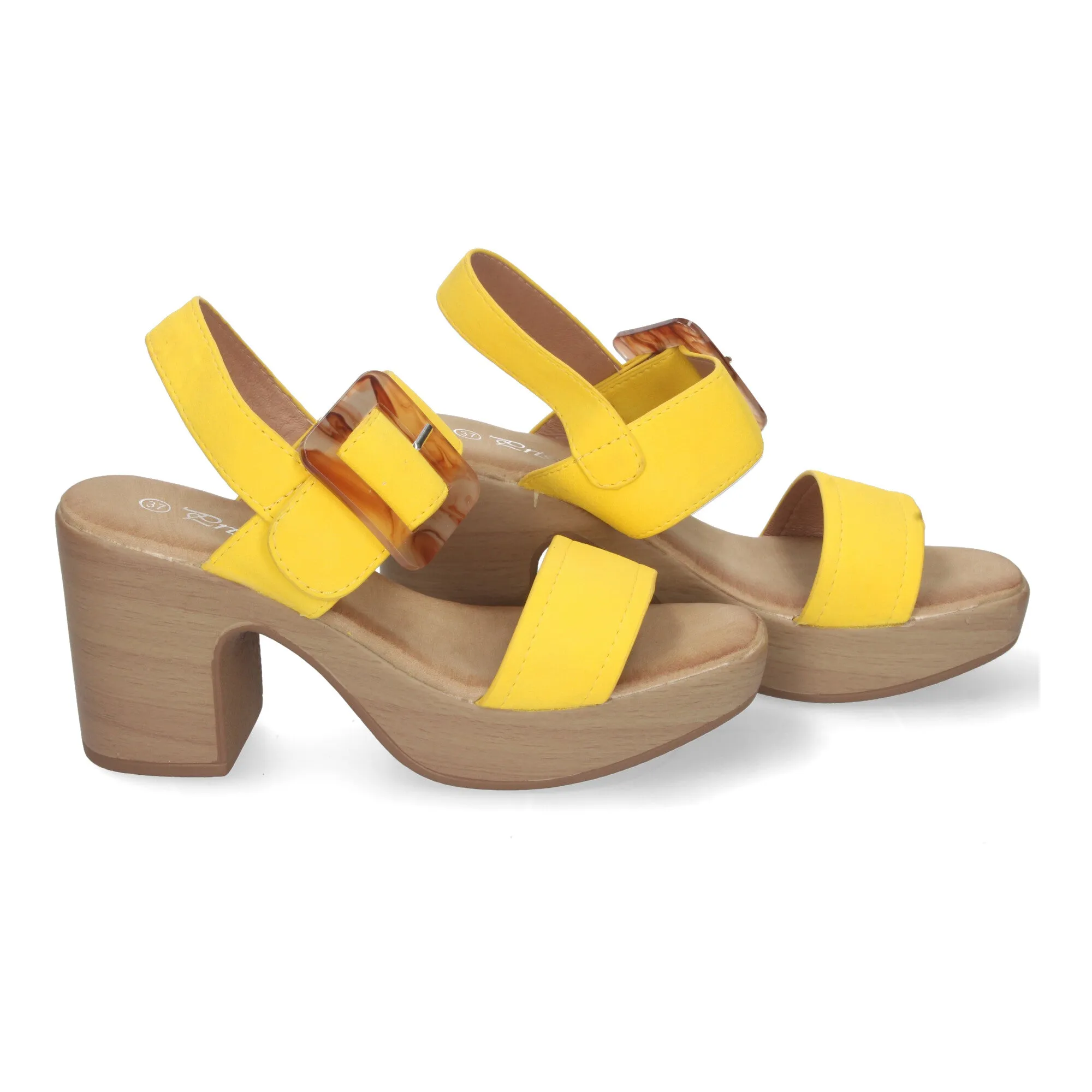 LINDSEY AMARILLO  SANDALIAS PLATAFORMA DE MADERA