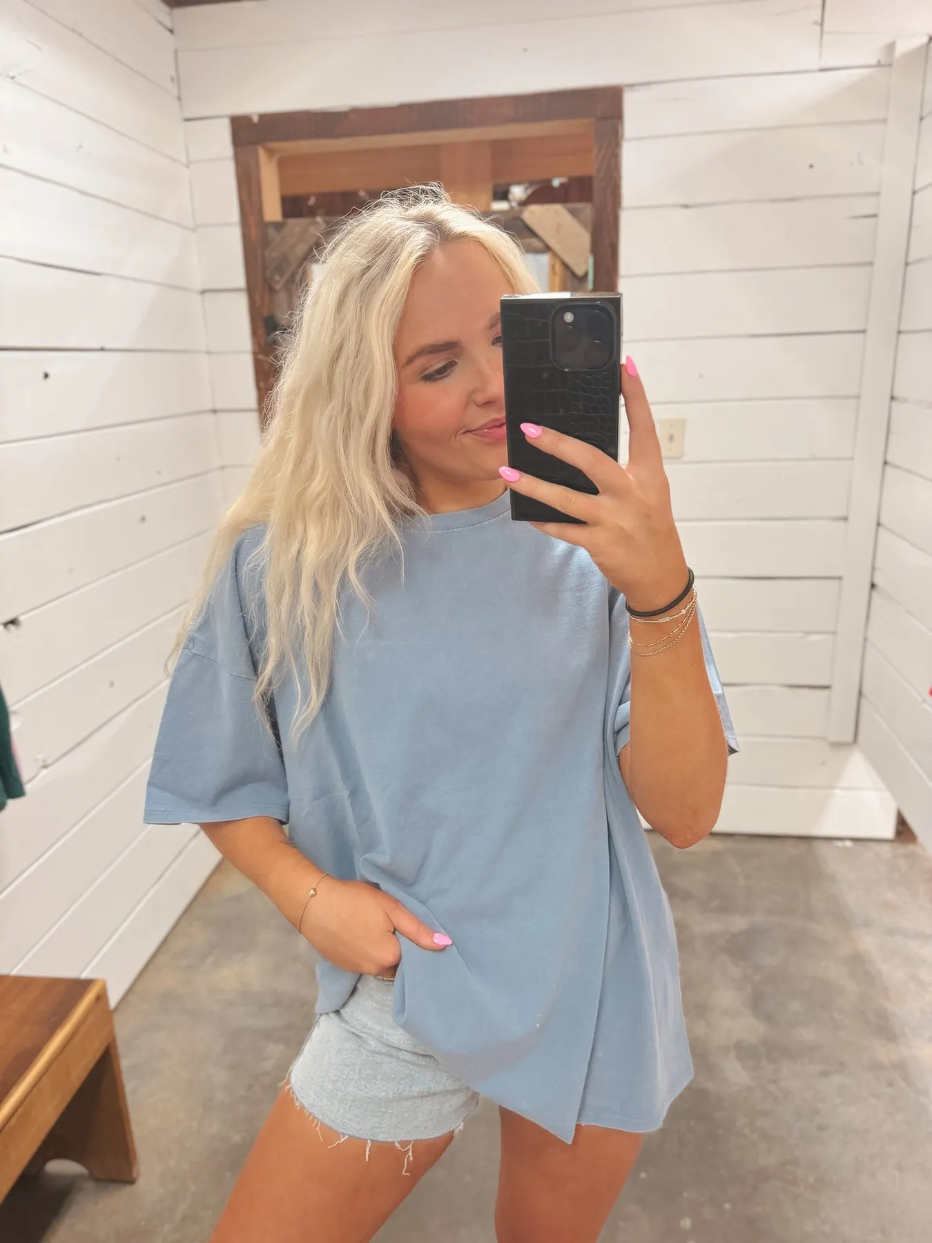 LIVE IN IT TEE IN GRAY BLUE