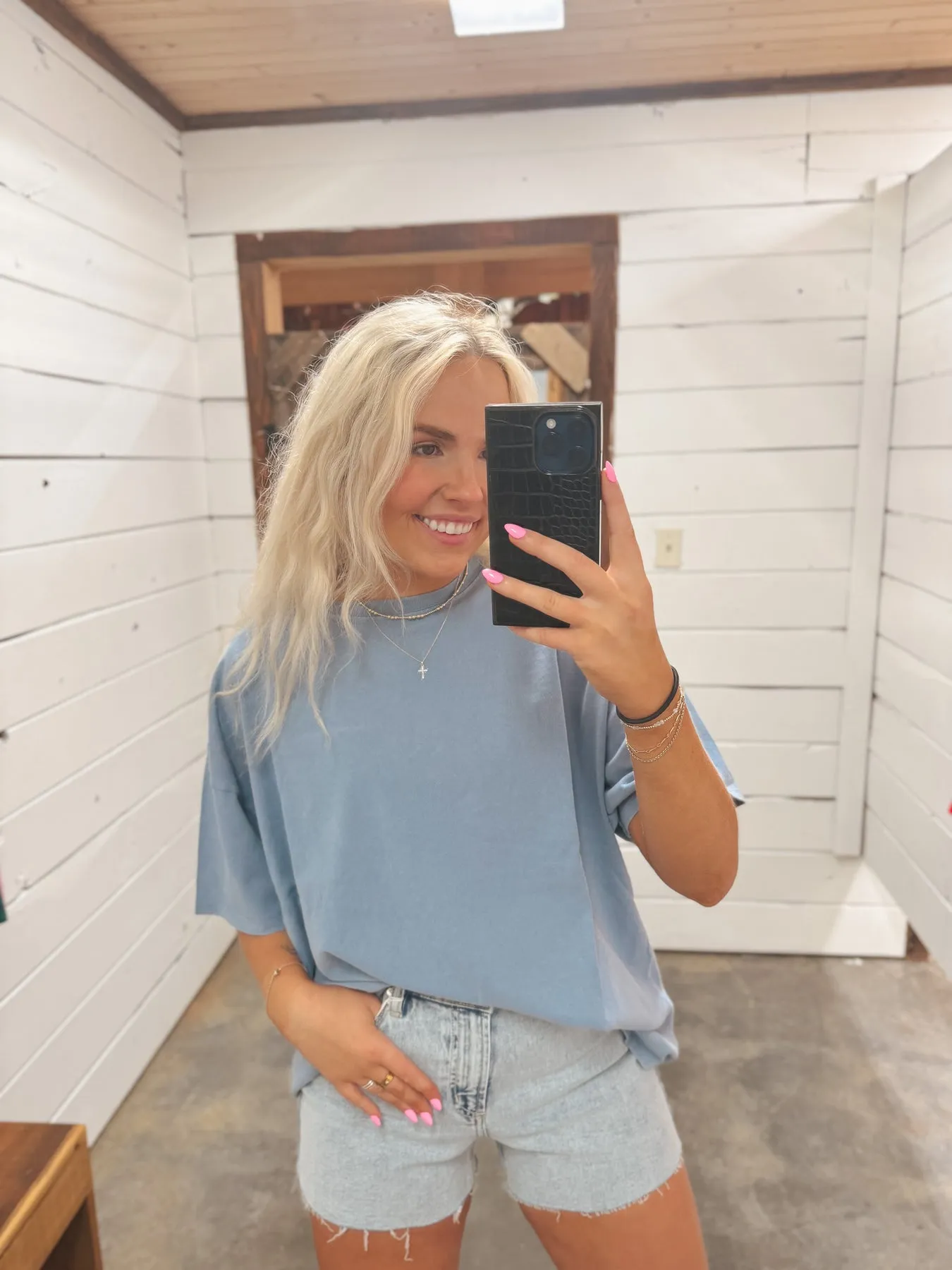LIVE IN IT TEE IN GRAY BLUE