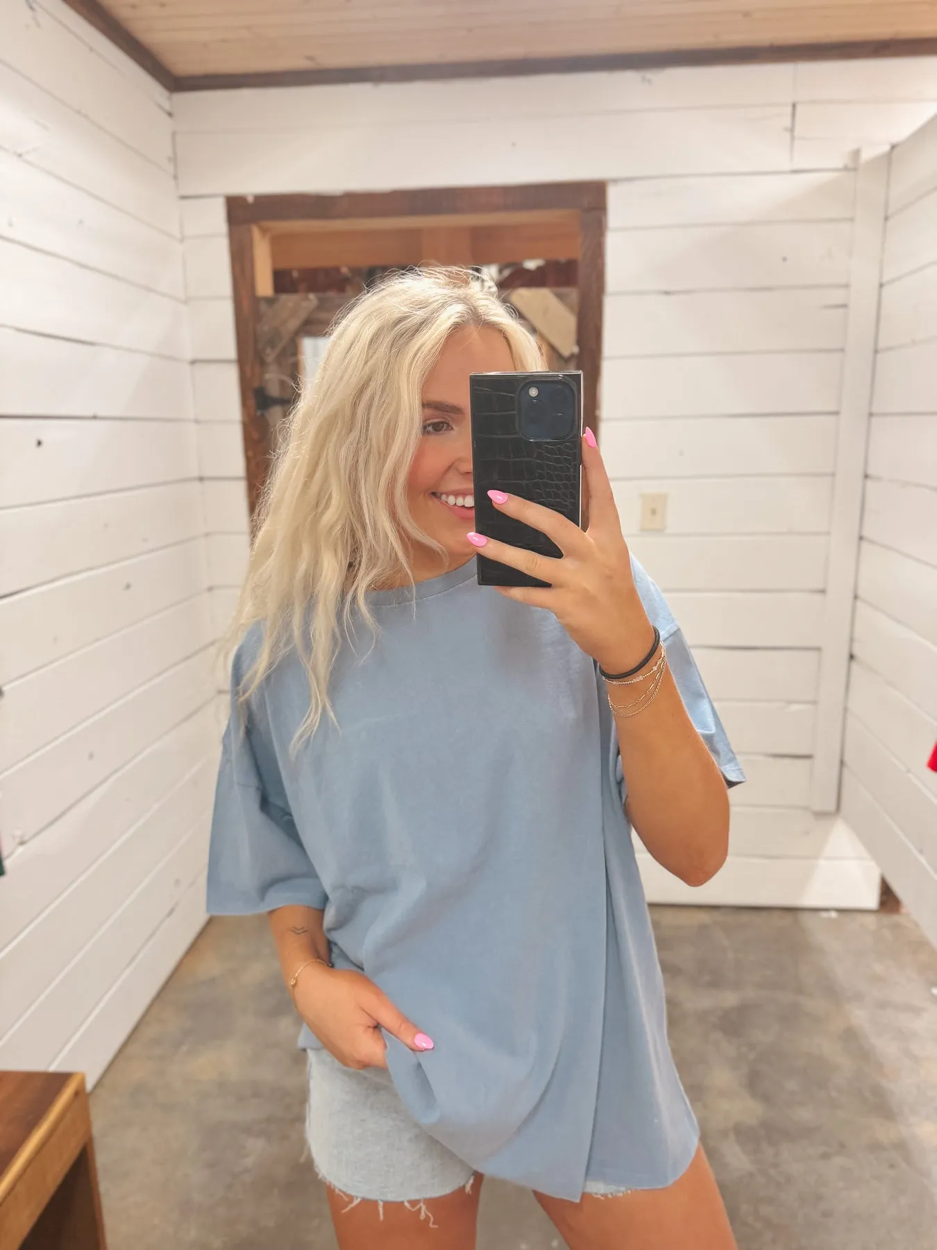 LIVE IN IT TEE IN GRAY BLUE
