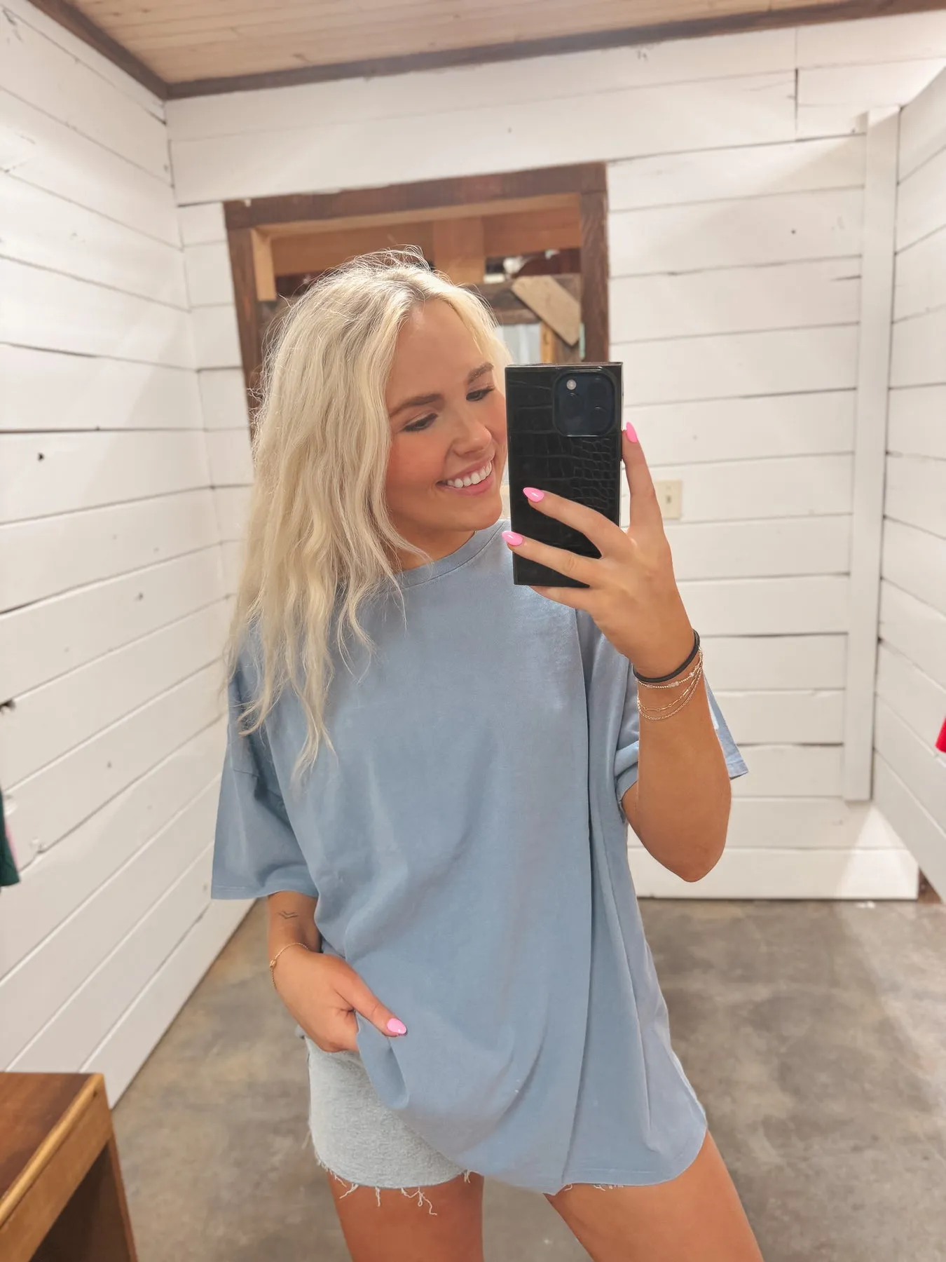 LIVE IN IT TEE IN GRAY BLUE