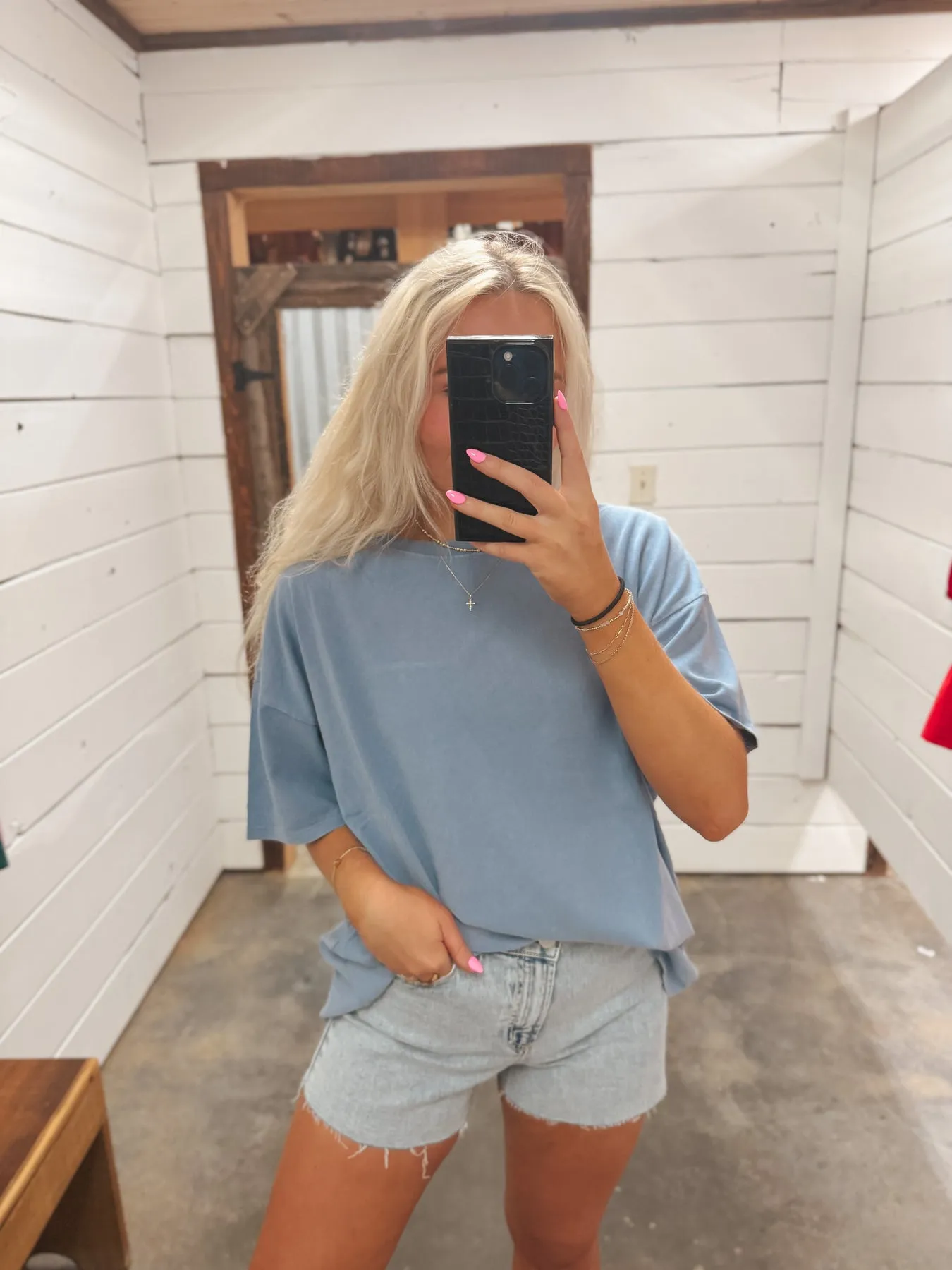 LIVE IN IT TEE IN GRAY BLUE