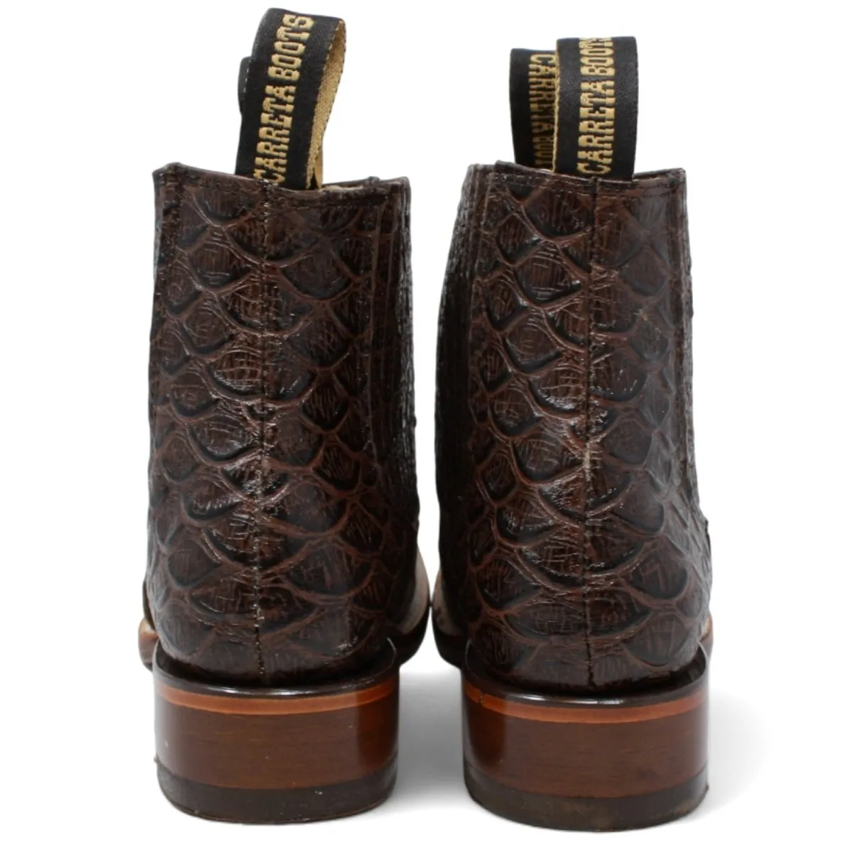 Men's Square Toe Ankle Boots Jumbo Python Print Brown