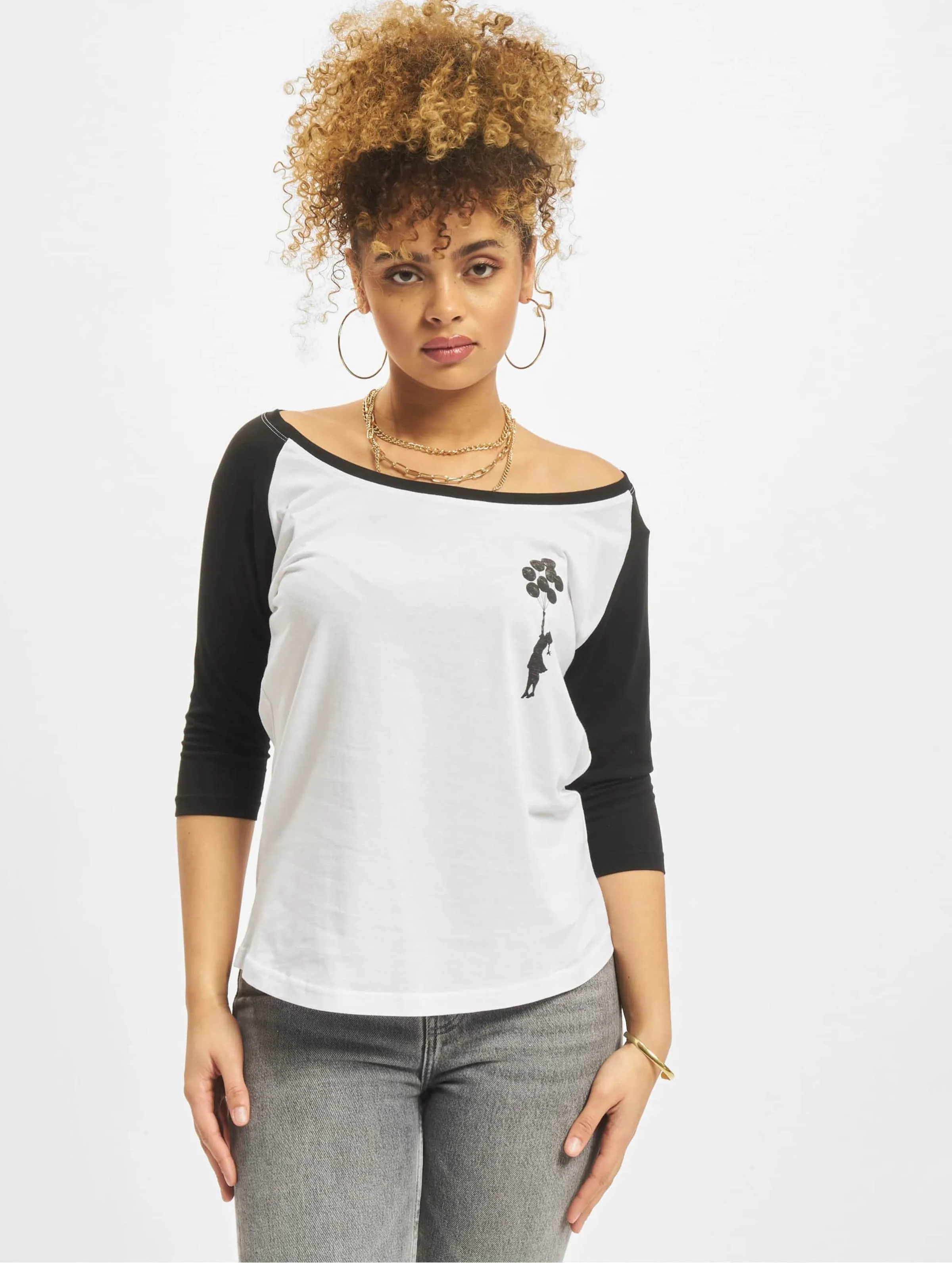 MERCHCODE LADIES BRANDALISED  BANKSYÂ´S GRAFFITI BALLOONS RAGLAN TEE