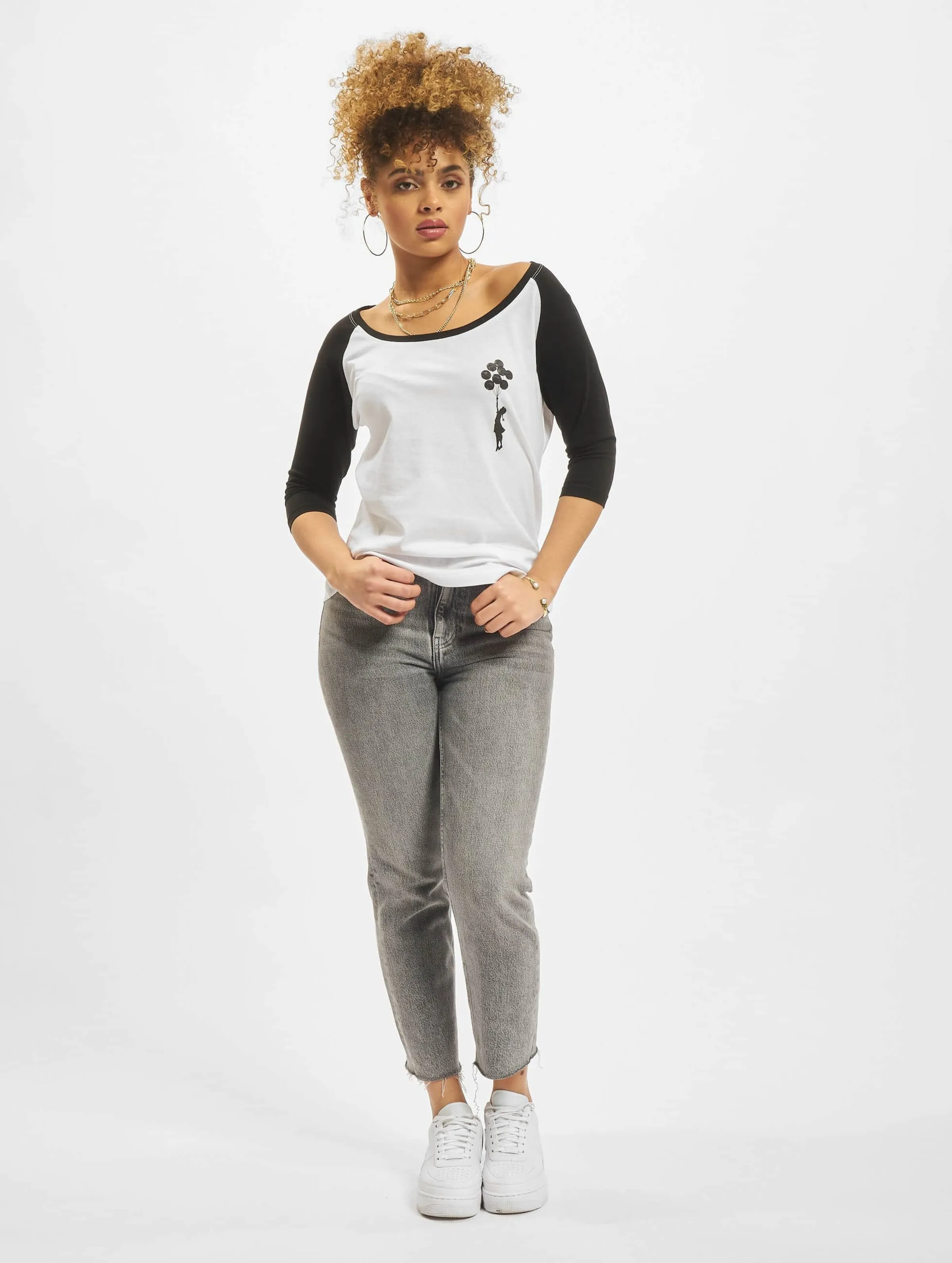 MERCHCODE LADIES BRANDALISED  BANKSYÂ´S GRAFFITI BALLOONS RAGLAN TEE