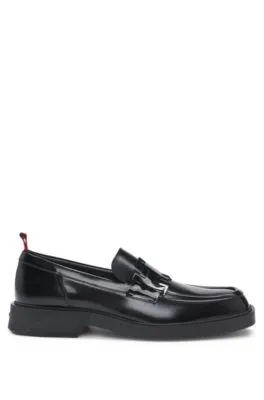 Mocasines cuadrados sin cordones en piel cepillada