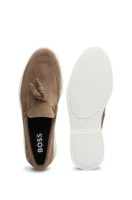 Mocasines sin cordones de ante con detalle de borla