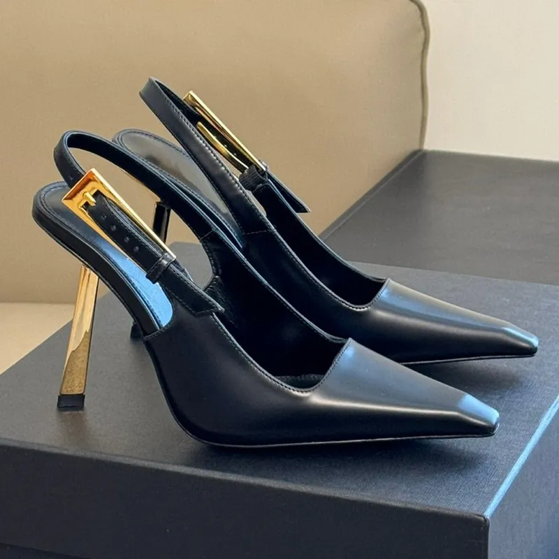 Mujeres Sandalias Mirror de calidad Mujeres Lee Slingback Bombas en cuero de diseño de cuero esmaltado Tamaños de zapatos de noc
