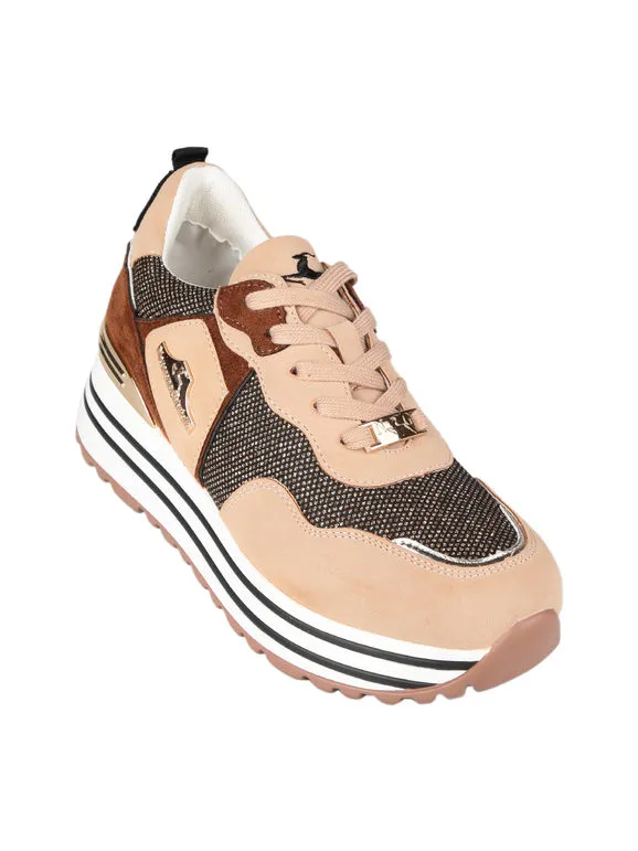 Nazareno Gabrielli Zapatillas de mujer con purpurina y plataforma.