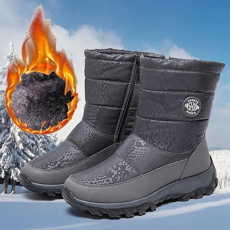 New Women Snow Shoes Zipper Women's Winter Ankle Shoes Warm Boots For Women Warterproof Plush Warm Boots Woman Black Large S