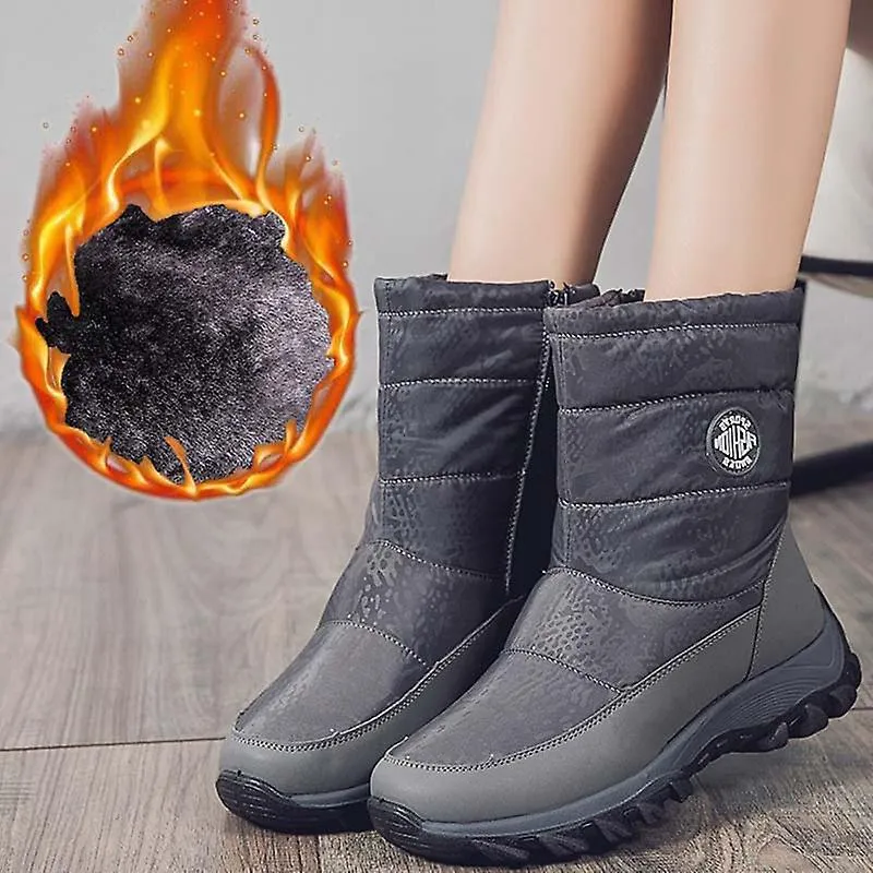 New Women Snow Shoes Zipper Women's Winter Ankle Shoes Warm Boots For Women Warterproof Plush Warm Boots Woman Black Large S