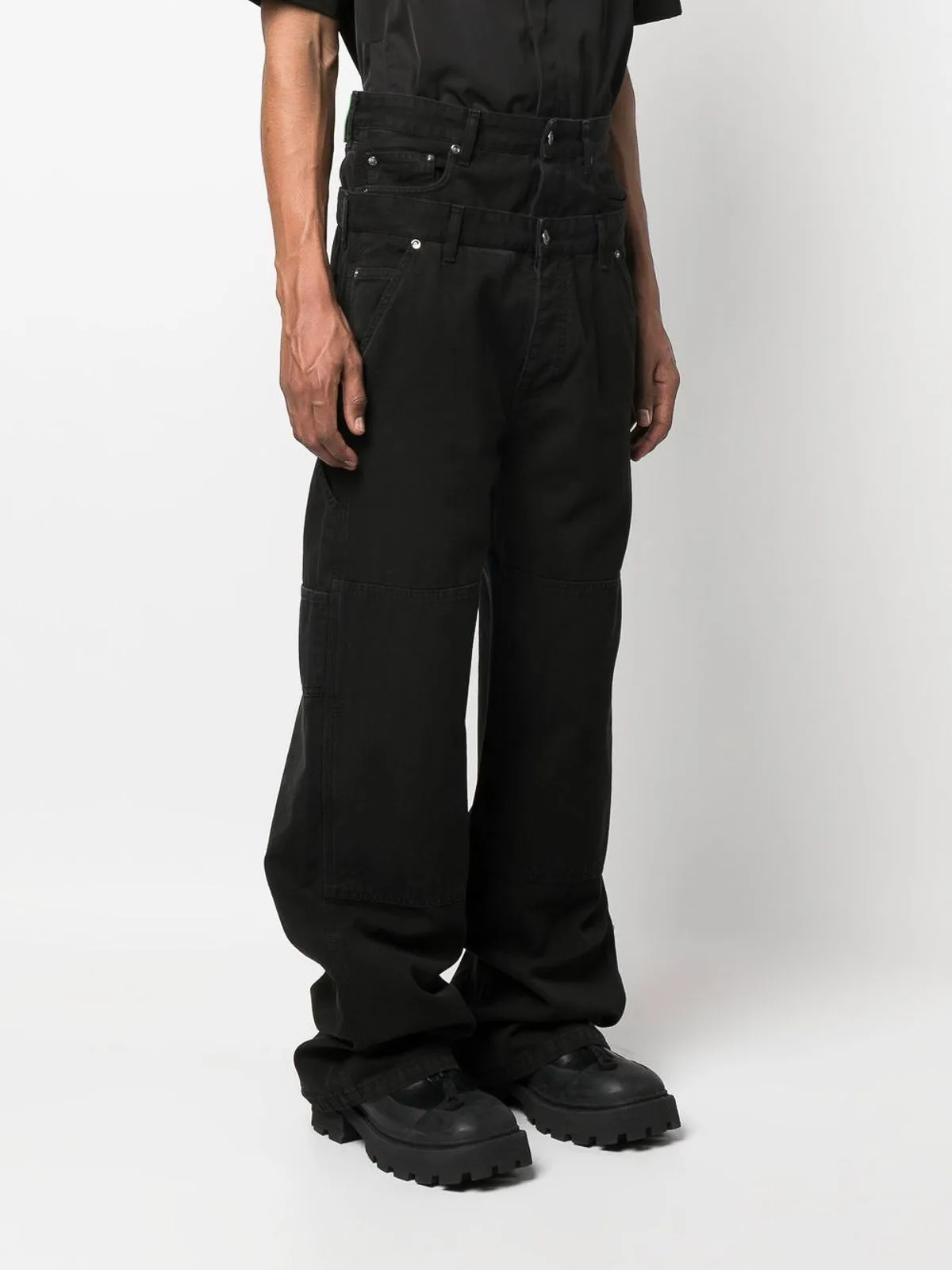 Off White Wave Off Canvas Double Over Pants Black