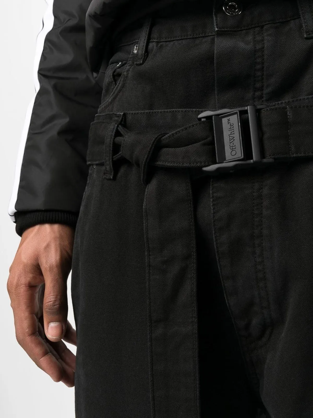 Off White Wave Off Canvas Double Over Pants Black