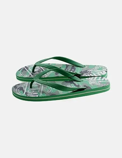 ONLY & SONS Chancla verde estampada