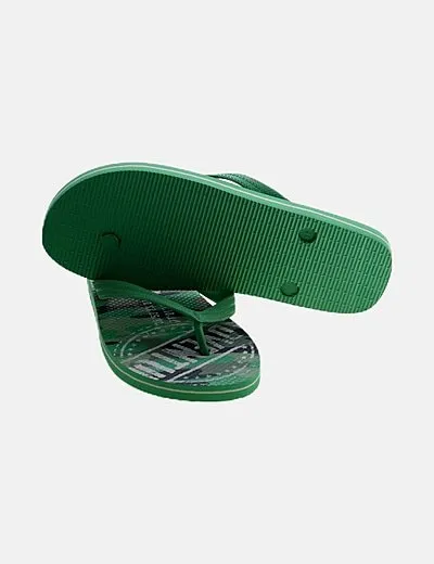 ONLY & SONS Chancla verde estampada