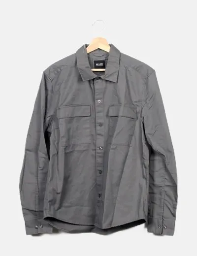 ONLY & SONS Sobrecamisa gris bolsillos