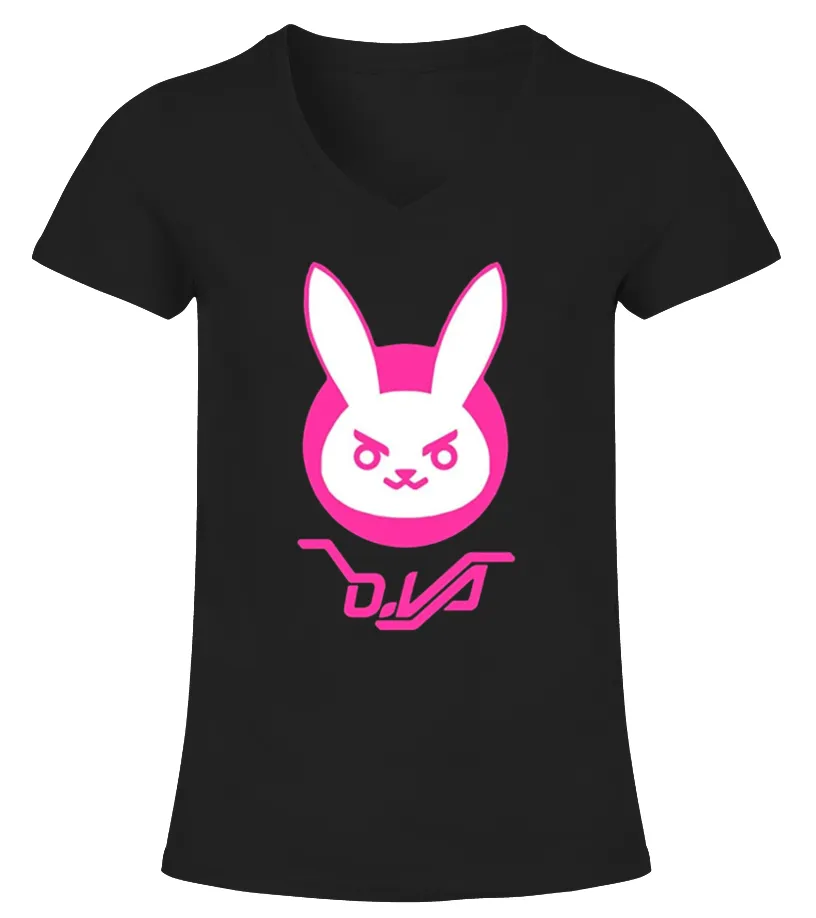Overwatch D.VA Bunny Spray Tee Shirt Camiseta cuello pico Mujer