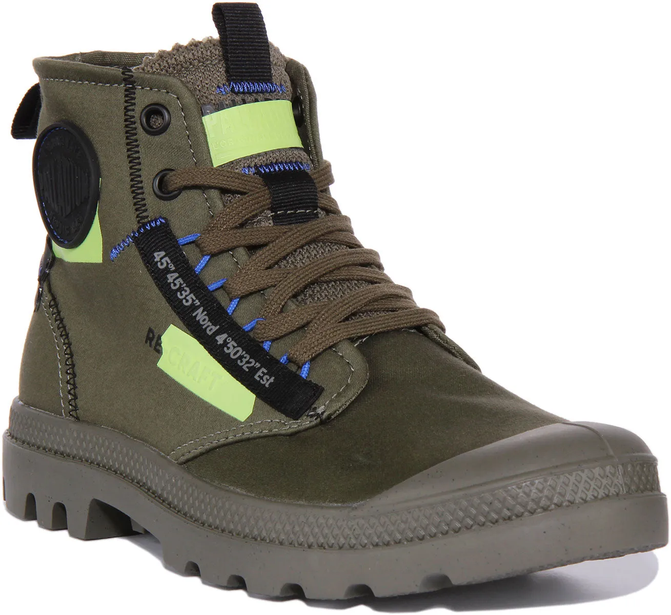 Palladium Pampa Hi ReCraft Botín de lona vegana con cordones para en oliva