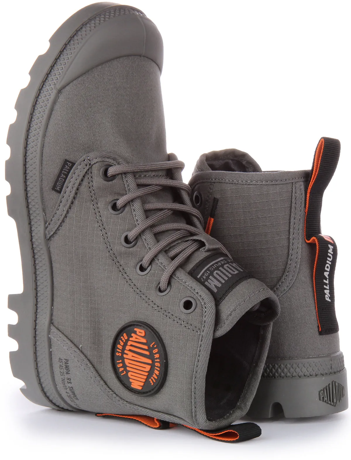 Palladium Pampa Hi Supply RS Botín con cordones de lona de algodón vegano para en metal de cañón