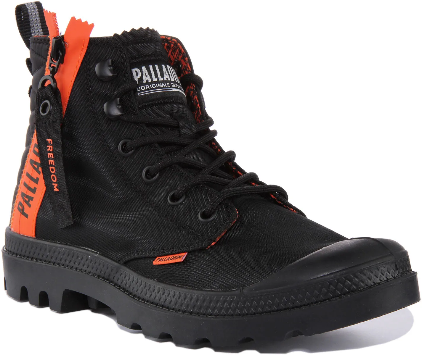 Palladium Pampa Unlocked Botín de nylon con cordones y cremallera lateral para en negro