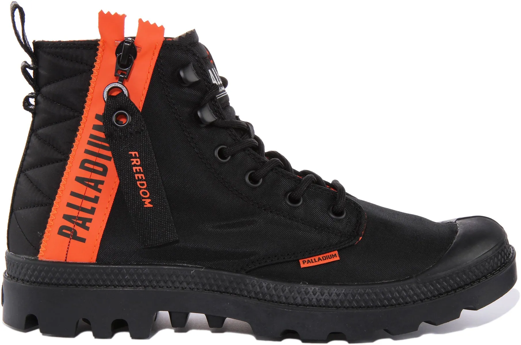 Palladium Pampa Unlocked Botín de nylon con cordones y cremallera lateral para en negro