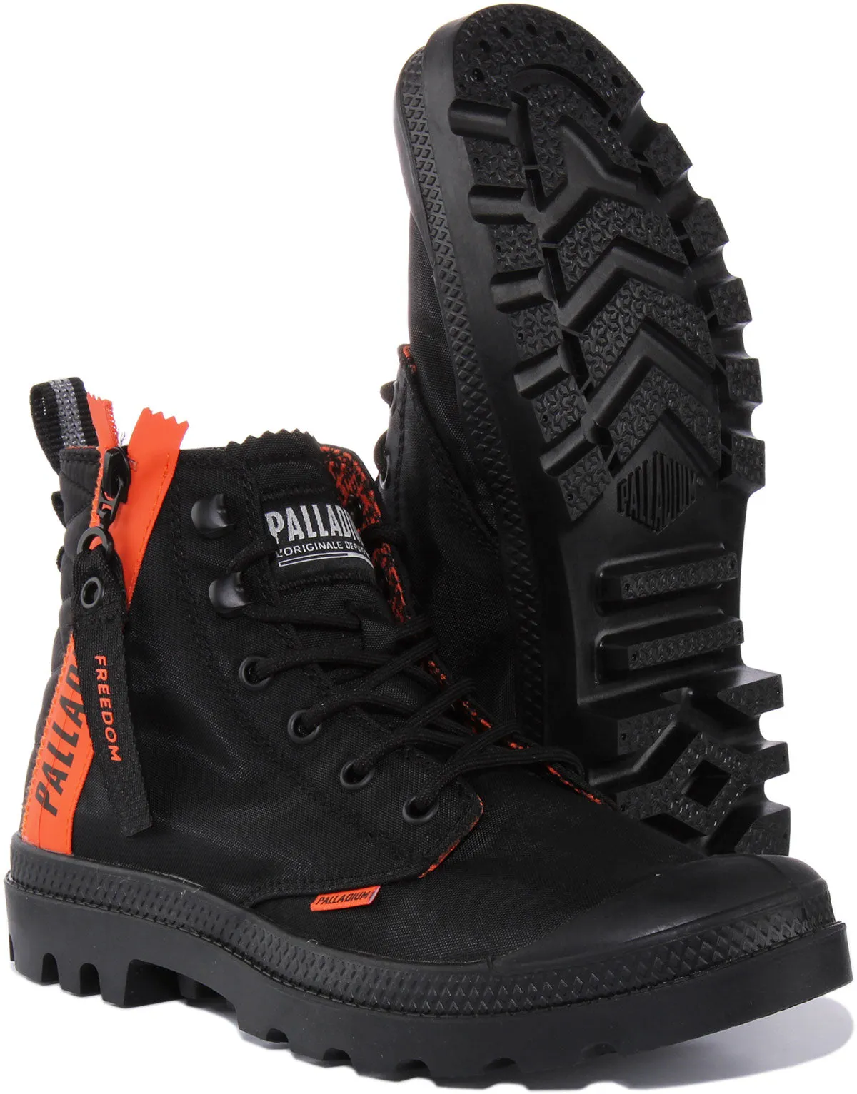 Palladium Pampa Unlocked Botín de nylon con cordones y cremallera lateral para en negro
