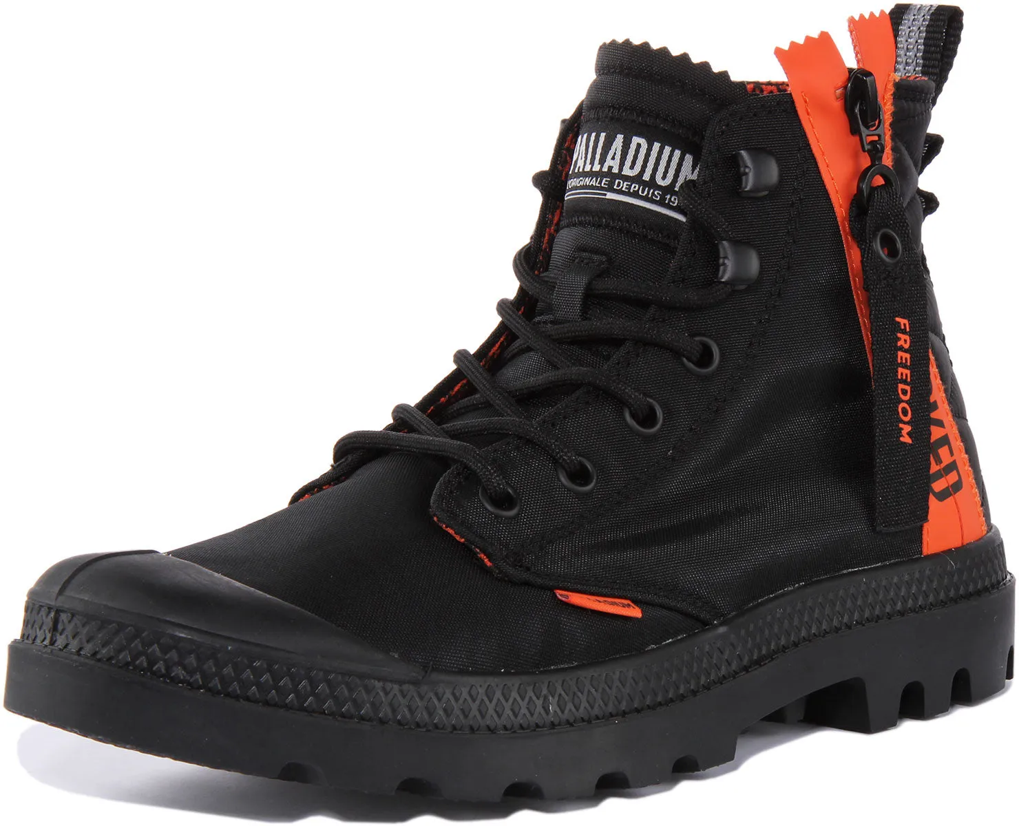 Palladium Pampa Unlocked Botín de nylon con cordones y cremallera lateral para en negro