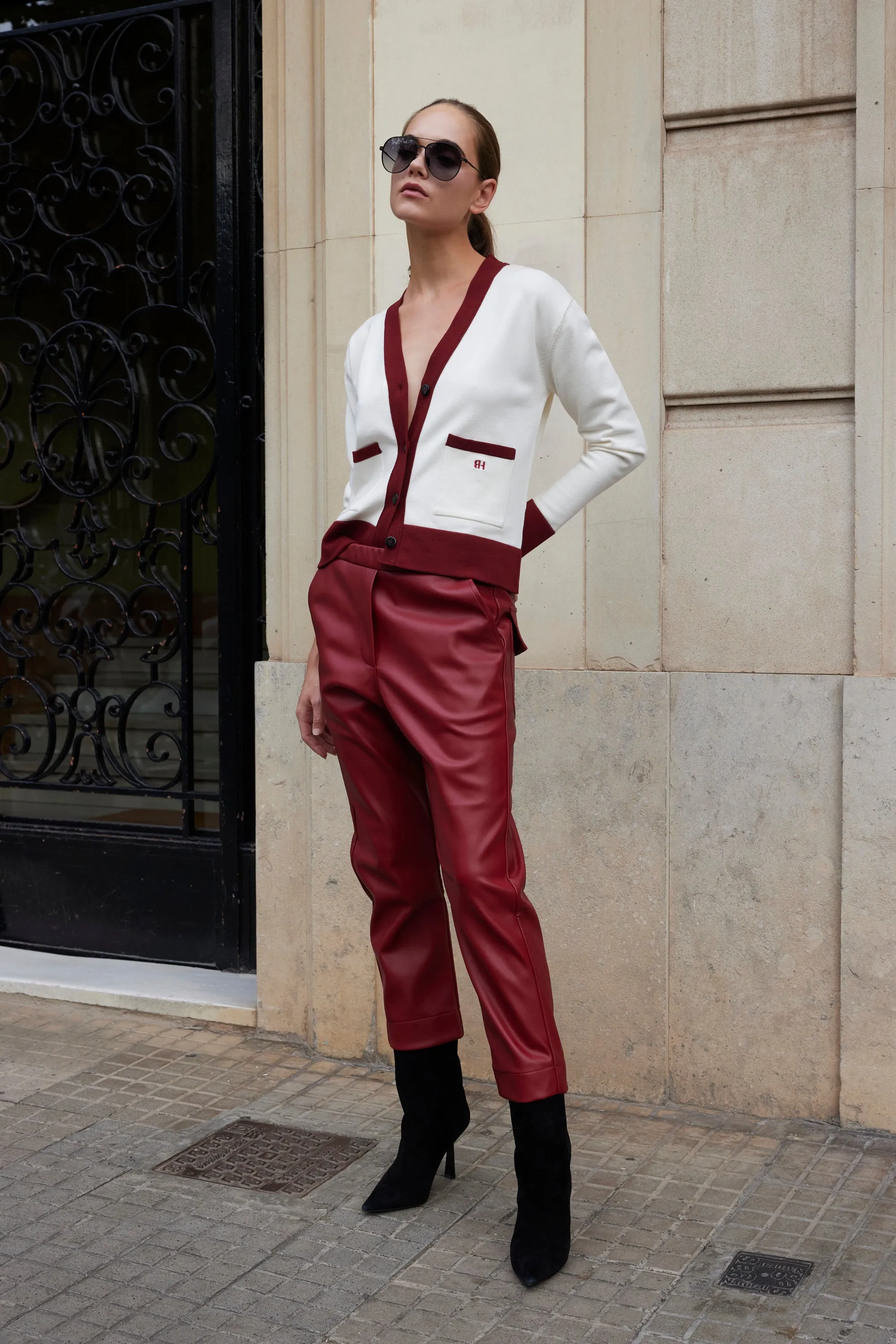 PANTS PAULA LEATHER RED