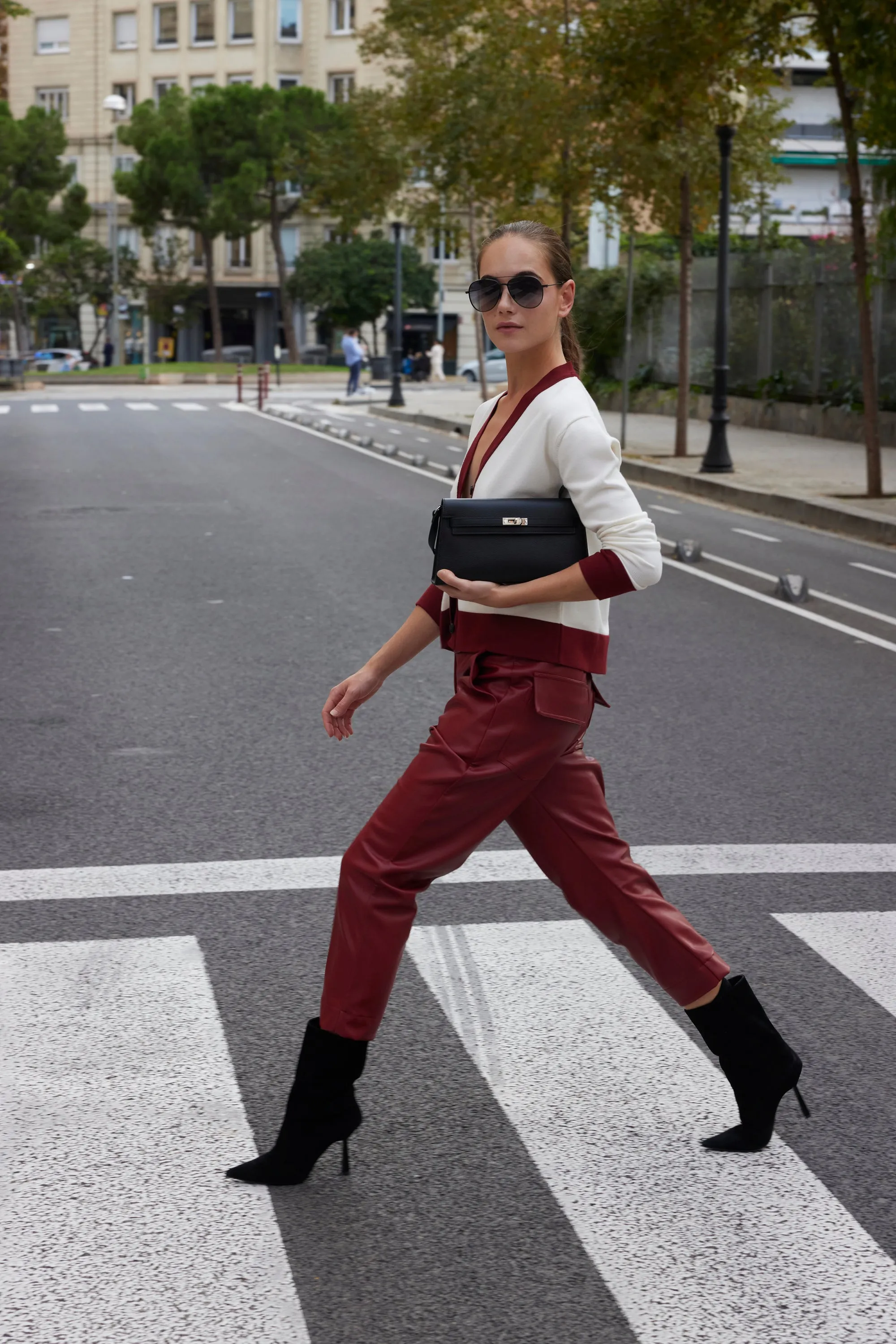 PANTS PAULA LEATHER RED
