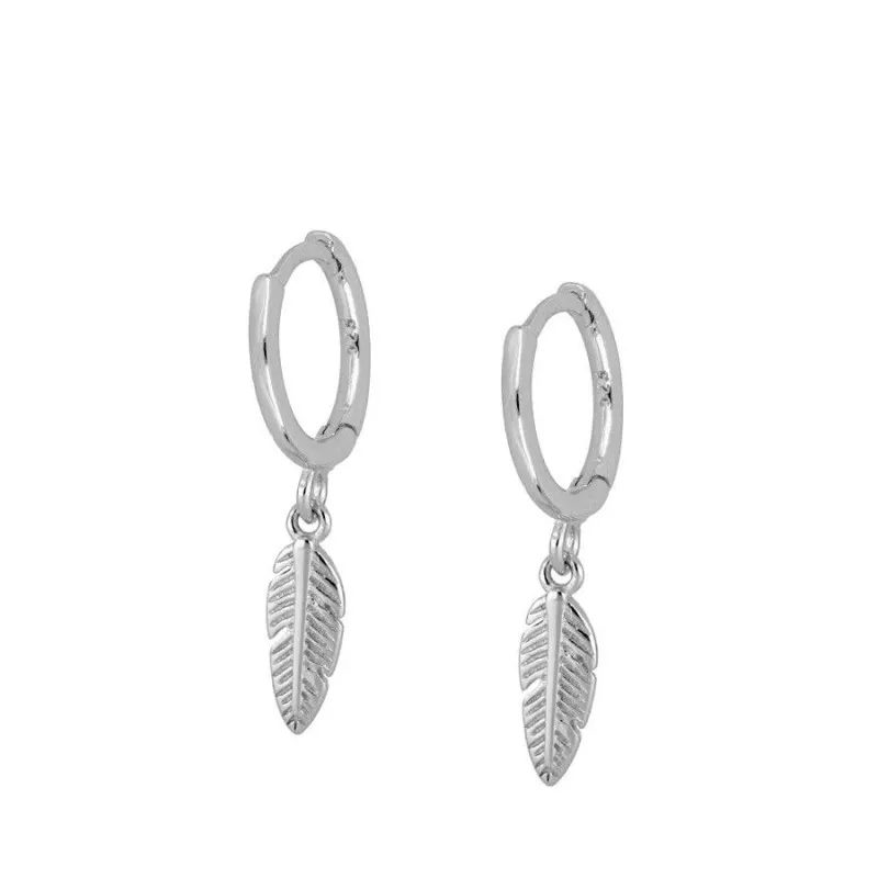 Pendientes Aro Plata Pluma