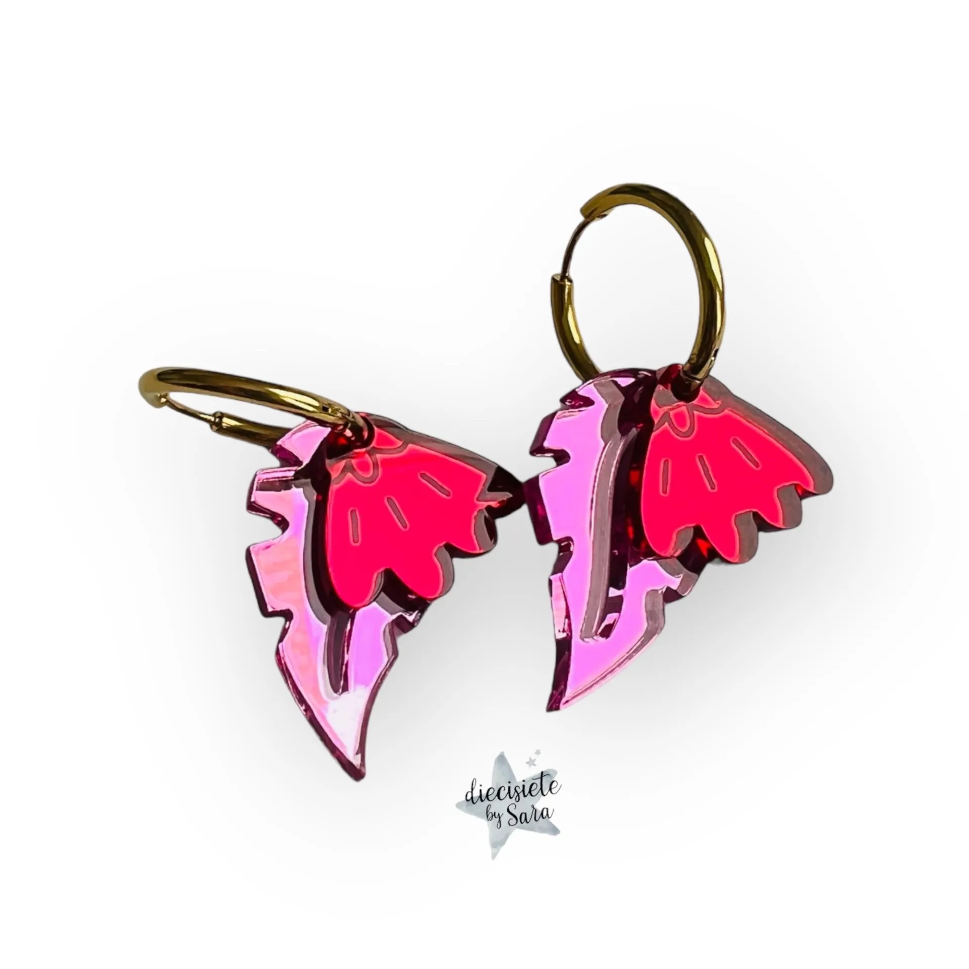 Pendientes Doble Hoja Rosa