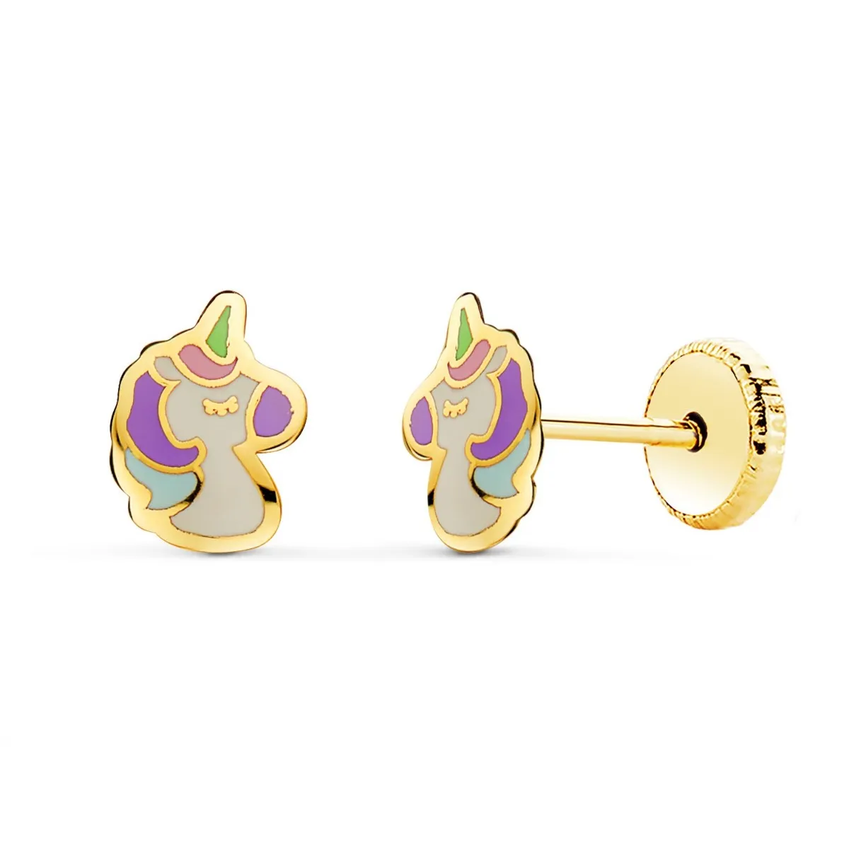 Pendientes Oro Unicornio