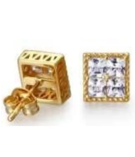 PENDIENTES PC PLATA DE LEY CUADRADO  REF.011D