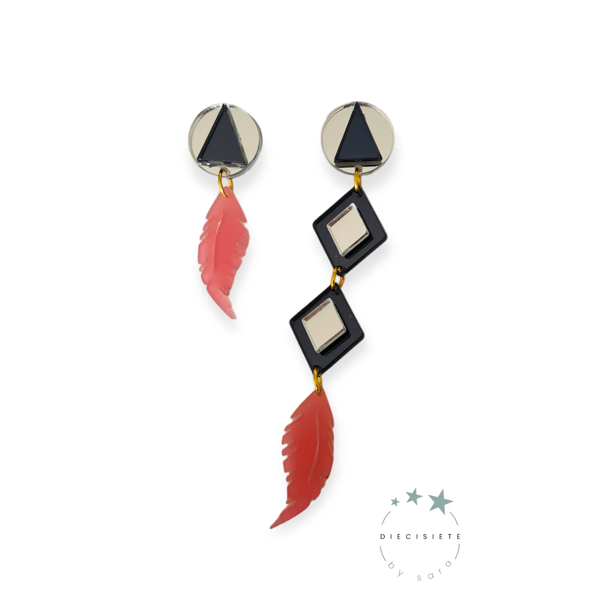 Pendientes Pluma Asimetrica