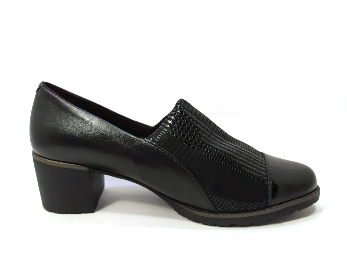 Pitillos Tacón 5.5cm combi licra charol PE 6331 Negro