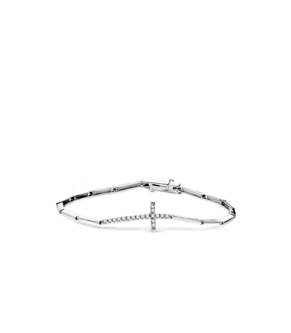 Pulsera Cruz White 18 ktes