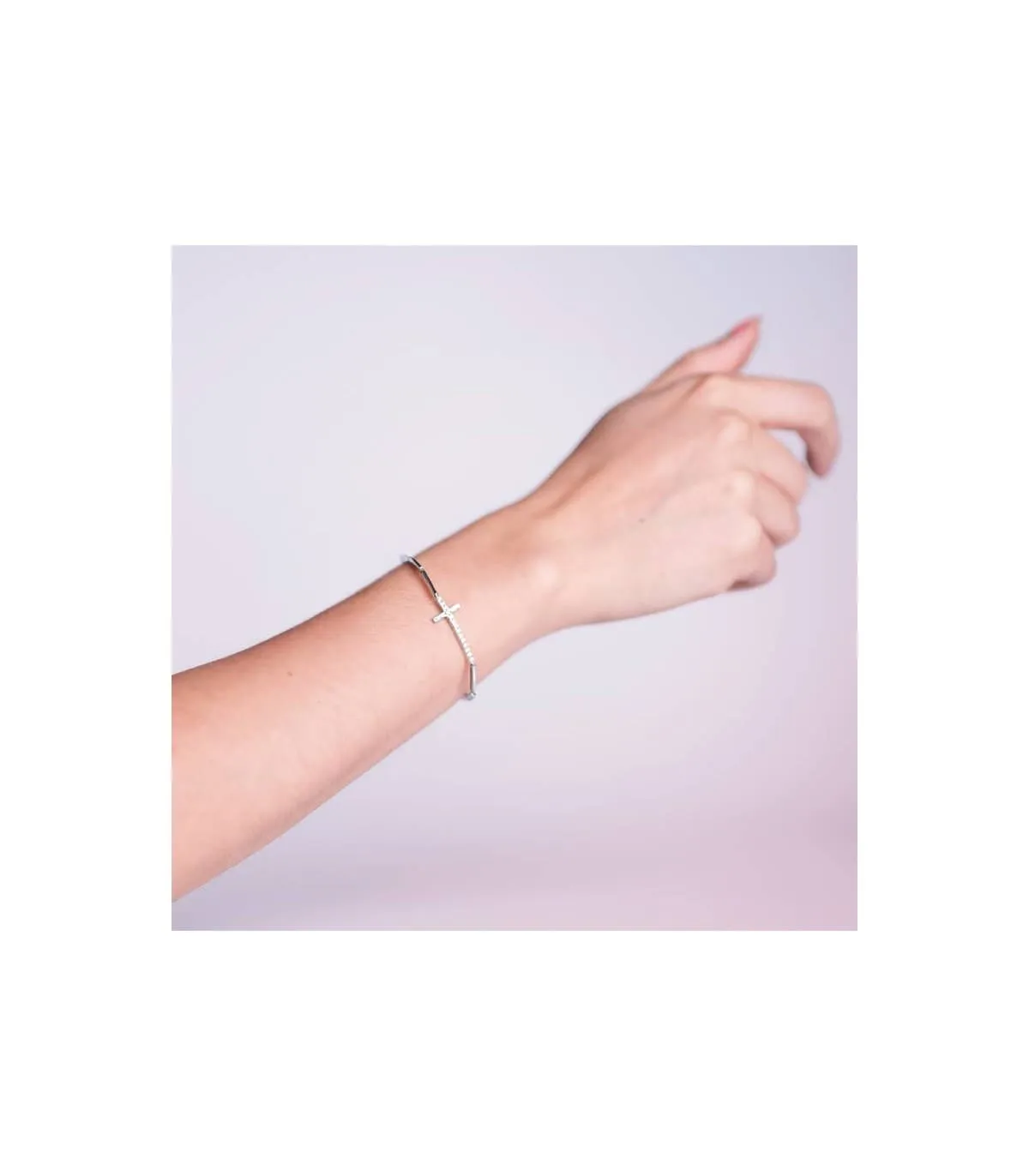 Pulsera Cruz White 18 ktes