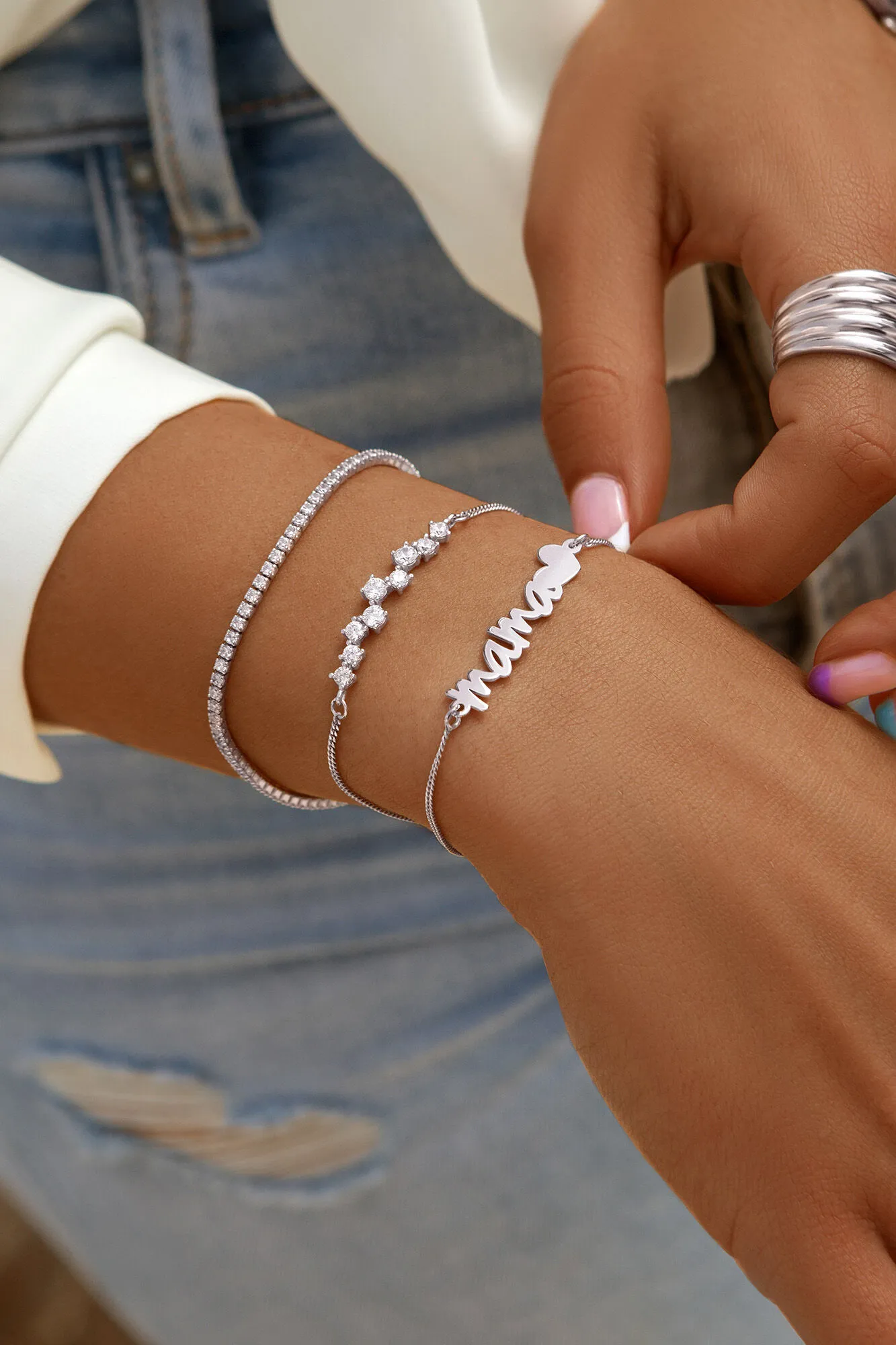 Pulsera Mamá Heart Plata