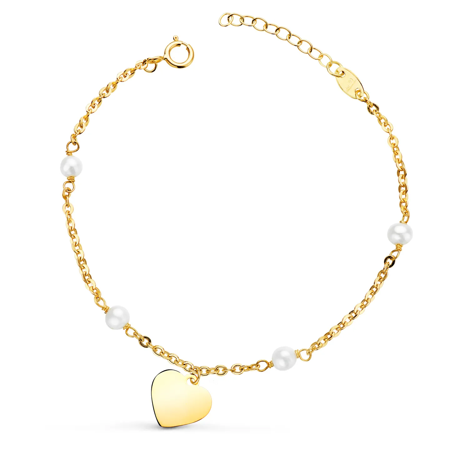 Pulsera Oro Perla y Corazón