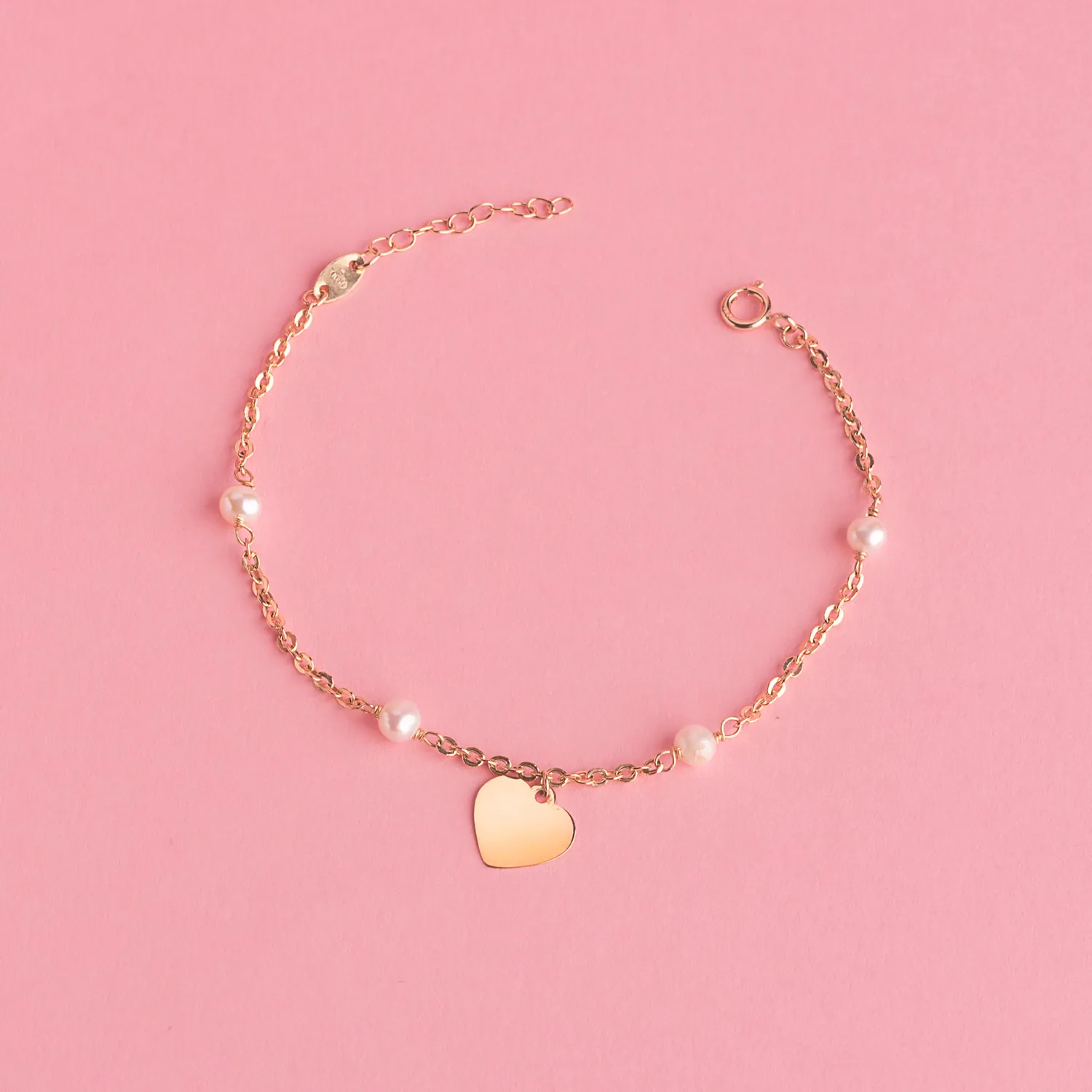 Pulsera Oro Perla y Corazón